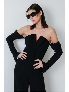 Designer Black Off Shoulder Jumpsuit XS